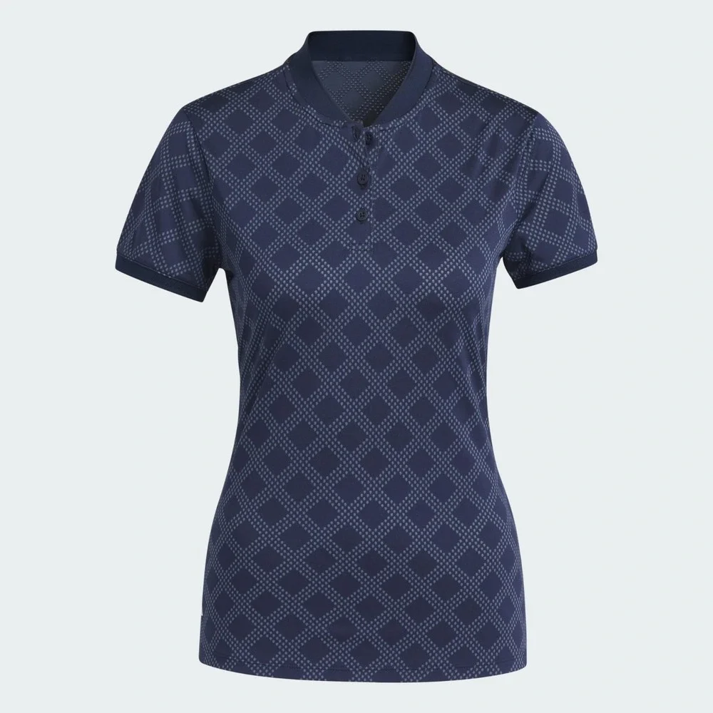 Adidas Ultimate365 Jacquard Navy Short Sleeve Polo Shirt Womens Size‎ M NWT